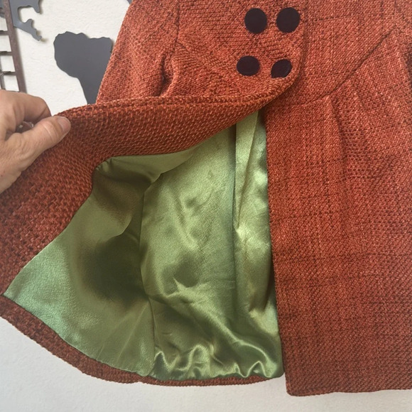 Handmade Charlotte for Anthropologie Kids Rust Orange Jacket with Peacock Design - Picture 3 of 16